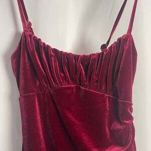 Steps New York Red Velvet Ruched Cami Midi Dress Size S